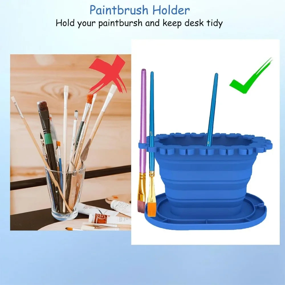 Foldable Paint Brush Cleaning Rinse Cup – Portable Brush Holder for Watercolor & Water-Based Media