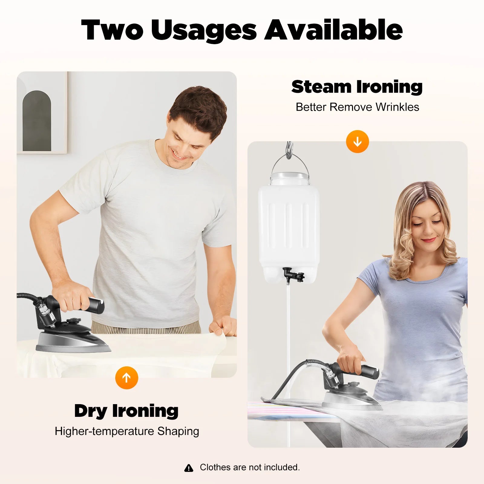 110V 1200W Gravity-Feed Industrial Steam Iron – Heavy-Duty Electric Iron for Professional Garment Pressing