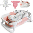 Foldable Baby Bathtub with Thermometer & Floating Cushion – Newborn to Toddler (0-36 Months)