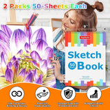 2-Pack 9×12″ Acid-Free Spiral Sketch Book – 50 Sheets Each Drawing Pad