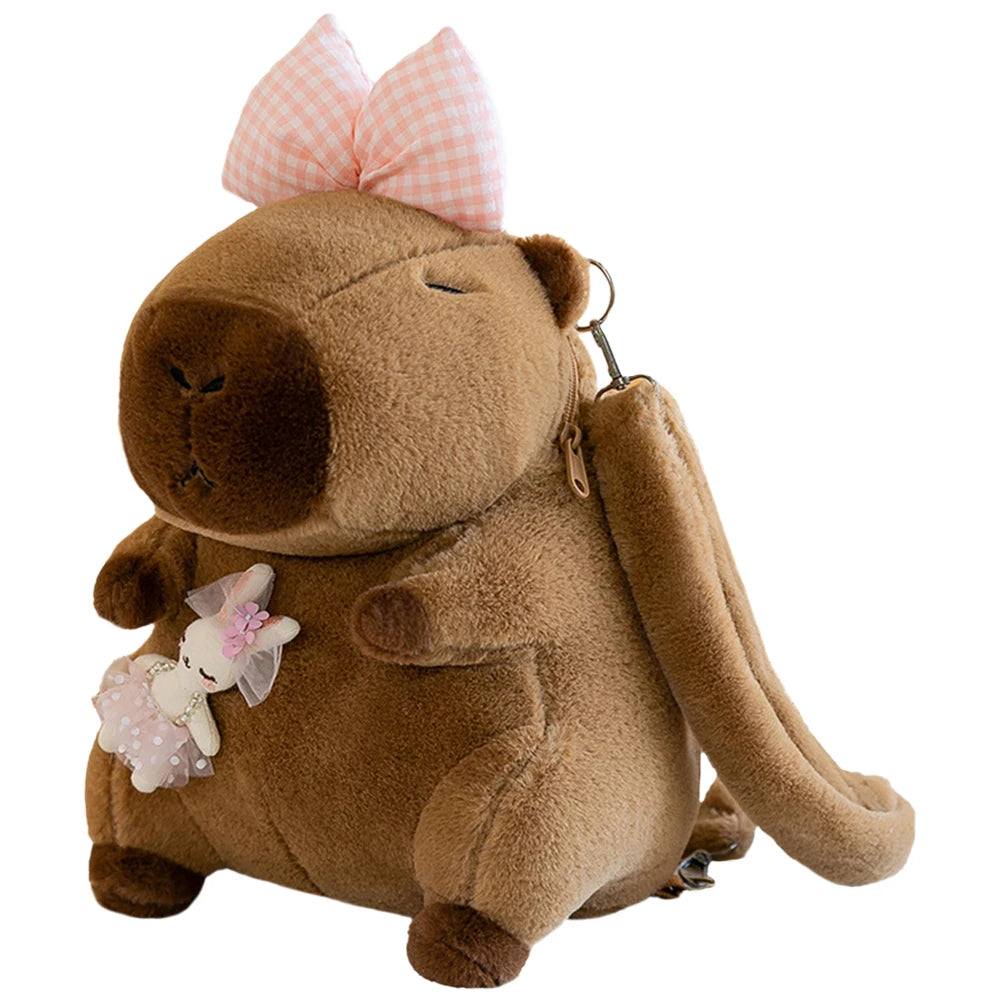 Plush Capybara Mini Backpack – Funny Anime Crossbody Bag for Girls | Soft Plush School Bag Gift for Kids & Children