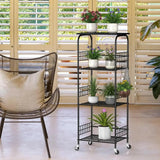 4-Tier Kitchen Rack with Wheels – Metal Shelving for Microwave & Storage - PulinGO