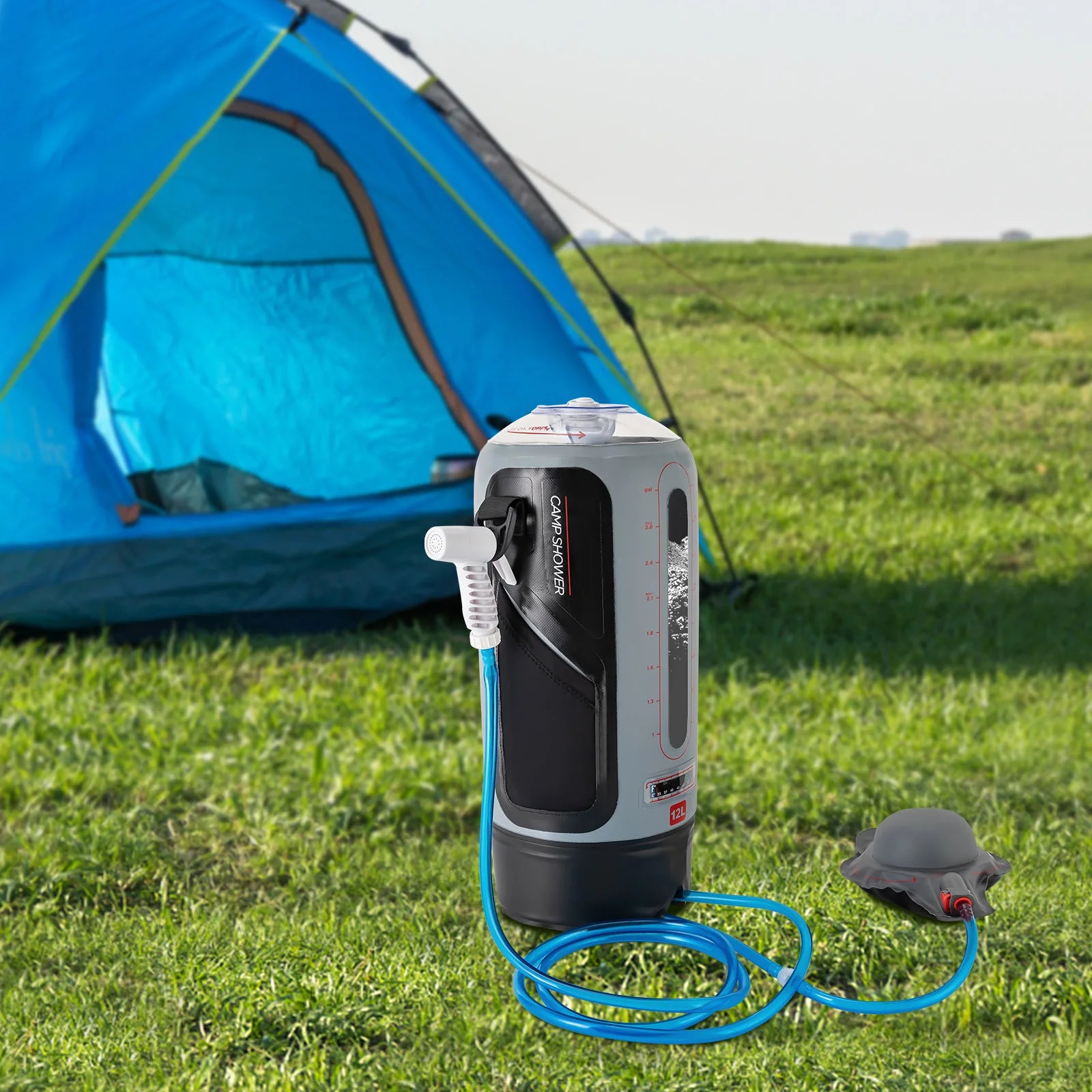 3 Gallon Portable Pressure Camping Shower – Outdoor Picnic Shower with Air Pump for Hiking & Travel 🚿🏕️