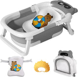 Foldable Baby Bathtub with Thermometer & Floating Cushion – Newborn to Toddler (0-36 Months)