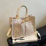 Women’s Polka Dot & Floral Tote Bag – Large-Capacity Stylish Shoulder & Crossbody Bag with Adjustable Strap & Multi-Pockets for Travel