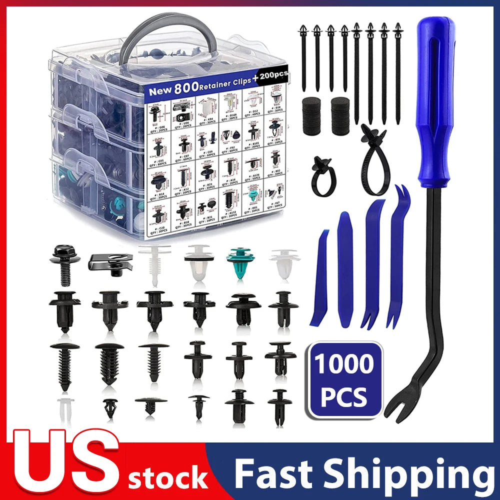 Automotive Retainer Clips & Rivet Fastener Kit – Includes Remover Tool (+ GM, Ford, Toyota, Honda Support)