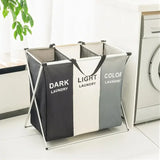 Dual-Compartment Fabric Laundry Basket – Colour-Coded Dark & White Sorting Hamper