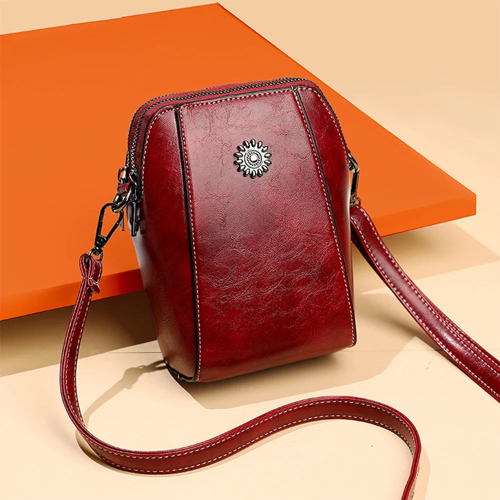 Women’s Retro PU Crossbody Bag — Waterproof Scratch-Resistant Phone Wallet Messenger Purse