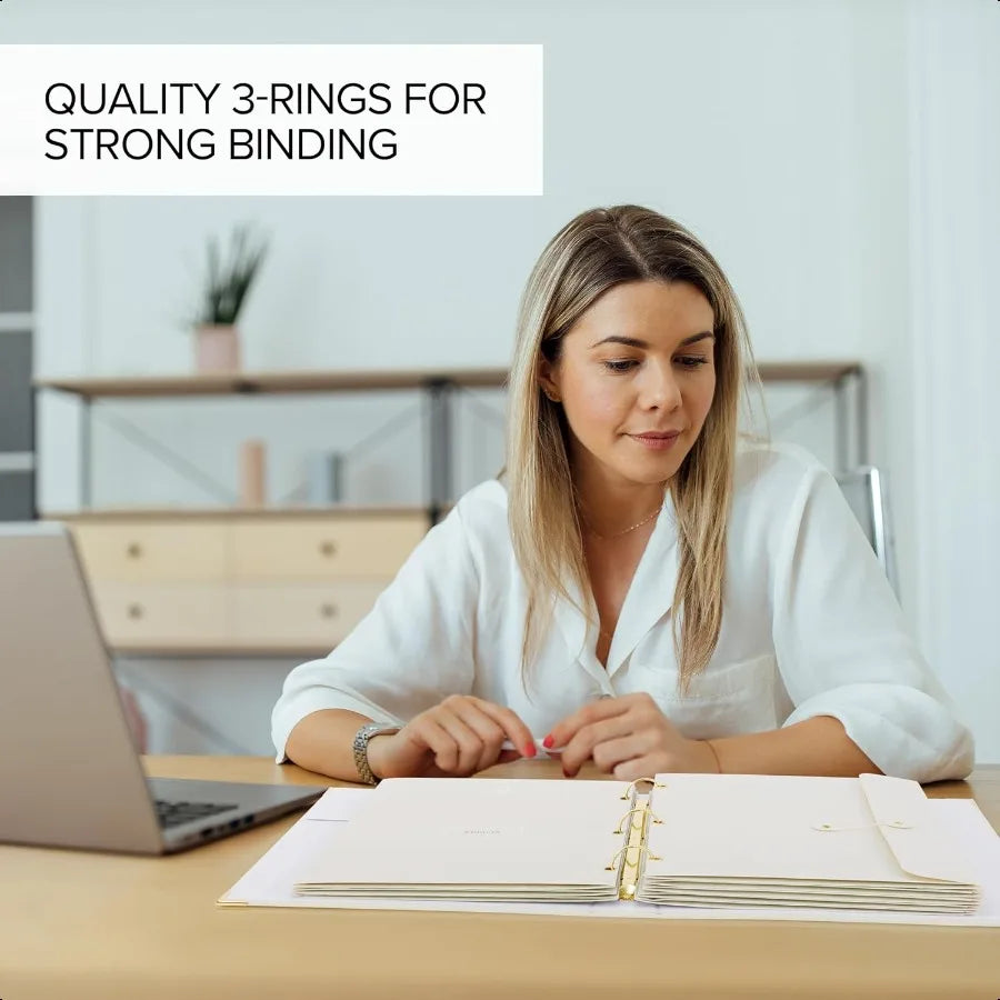 Aesthetic Linen 3-Ring Binder – Elegant Document Organizer for Home, Office & Study Desk 📁