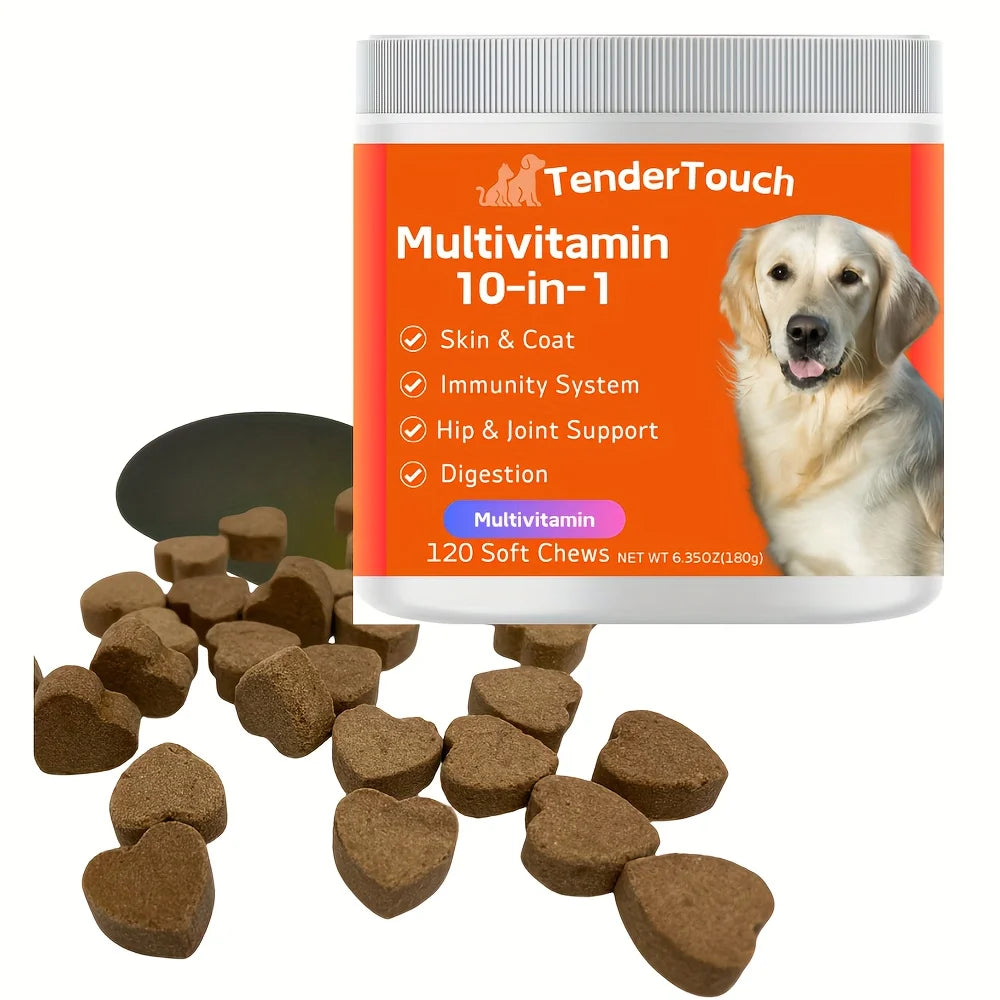 TenderTouch Multivitamin Dog Supplement – 360 Chews, Grain-Free with Digestive Enzymes & Complete Daily Nutrition (3-Pack)