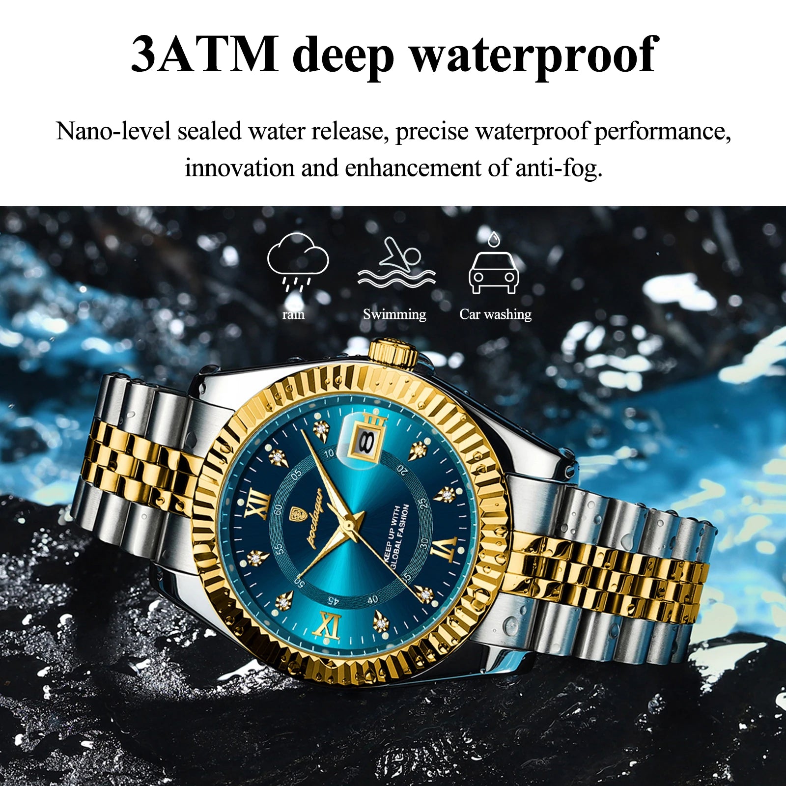 POEDAGAR Luxury Sport Men’s Watch – Waterproof Stainless Steel Quartz Wristwatch with Date & Luminous Display