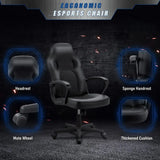 High-Back Leather Gaming Chair – 300 lbs Swivel Task Chair with Arms