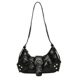 Women’s Y2K Punk Under-Arm Shoulder & Crossbody Bag – Solid PU Leather Handbag