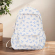 Bow Print Nylon Student Backpack for Girls & Women – Cute Schoolbag with Adjustable Straps for Travel & Daily Use