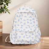 Bow Print Nylon Student Backpack for Girls & Women – Cute Schoolbag with Adjustable Straps for Travel & Daily Use