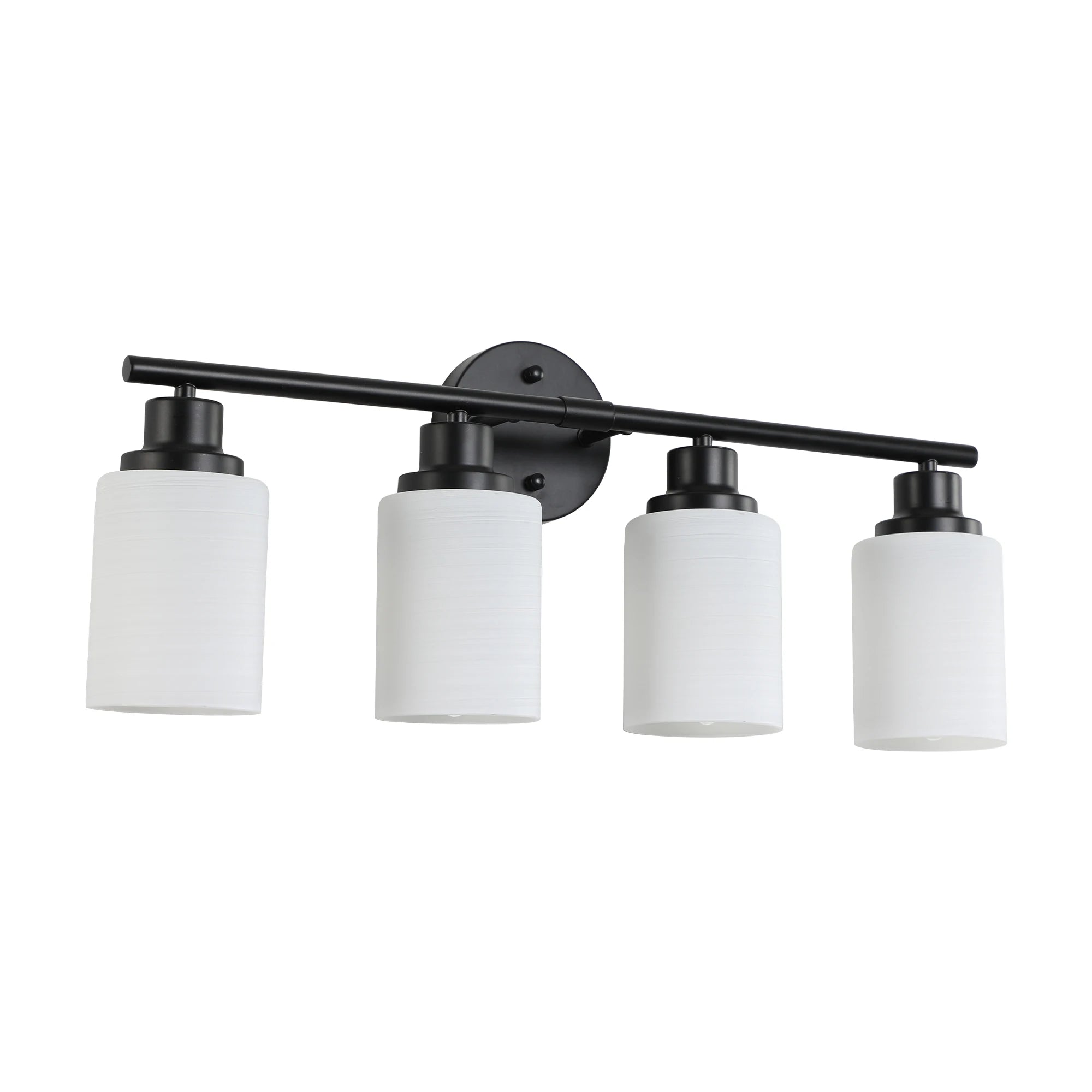 Modern Vanity Bathroom Mirror Light – 4/5/6 Lights, Frosted White Glass Lampshades with Black Iron Frame Contemporary Wall Sconce