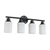 Modern Vanity Bathroom Mirror Light – 4/5/6 Lights, Frosted White Glass Lampshades with Black Iron Frame Contemporary Wall Sconce