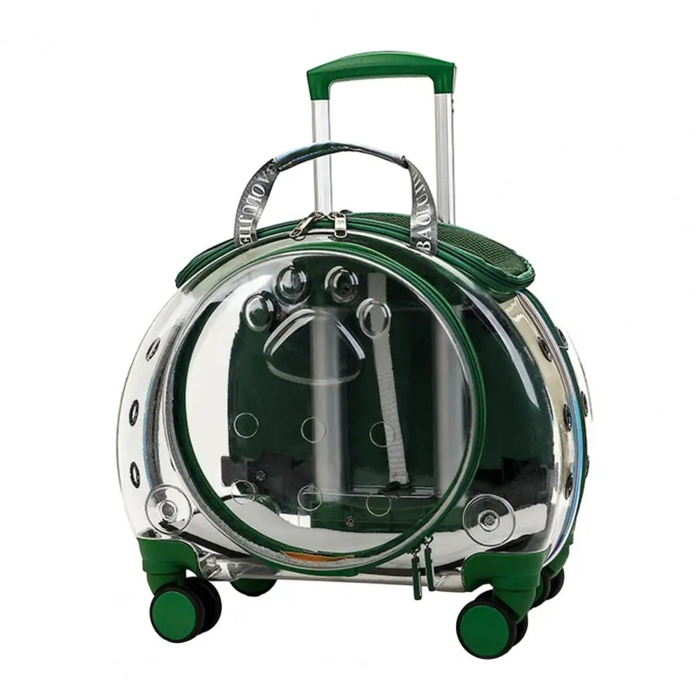 Pet Trolley Case with Clear Ventilation Holes – Silent Wheels, Portable Travel Backpack Carrier for Cats & Dogs