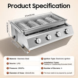 “4-Burner Propane Gas BBQ Grill – Stainless Steel Portable Smokeless Barbecue for Outdoor Patio & Garden”