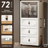 Multi-Layer Folding Storage Cabinet with Wheels – Large Capacity Rolling Organizer Wardrobe