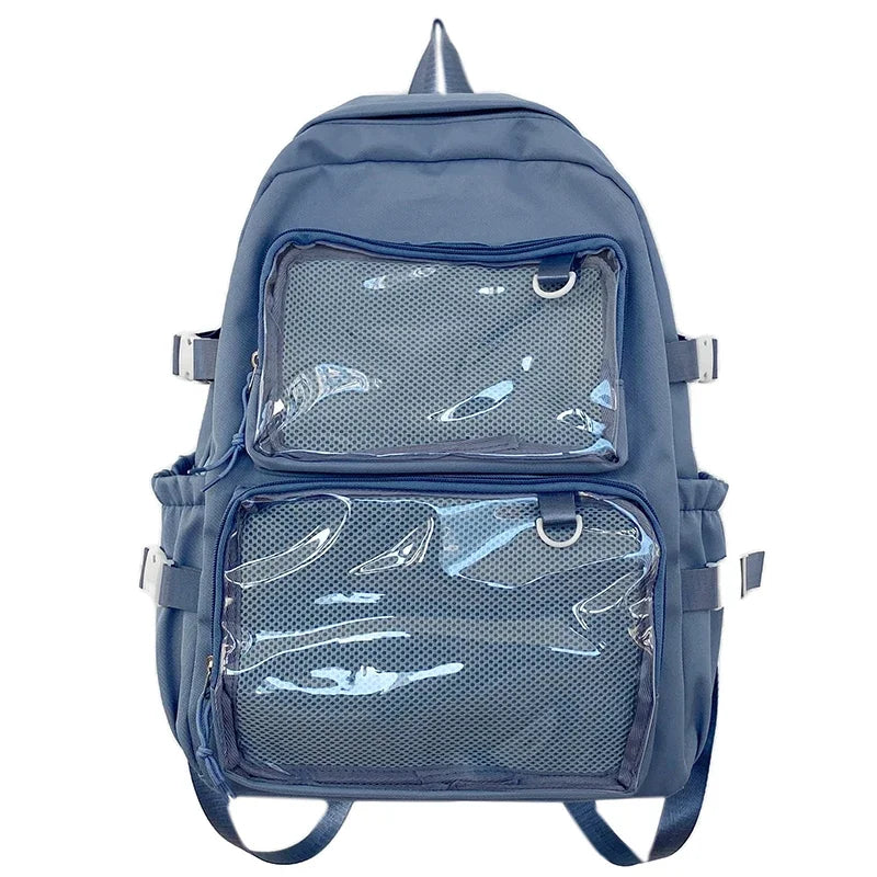 Japanese Style Transparent Ita Backpack for Girls – Large Capacity Display School Bag for College Students
