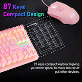 Mambasnake X Ziyou Lang K2 Wired Gaming Keyboard and Mouse Set – Mini 87-Key Mechanical Keyboard with Pink/Blue Switch & Precision Gaming Mouse