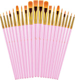 Artist Paint Brushes Set – 20 Brushes for Oil, Watercolor & Acrylic Painting on Canvas, Rock & Face (Blue)