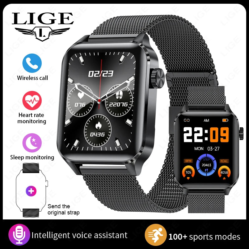 LIGE 1.85” HD Smart Watch for Women – Bluetooth Call, Fitness & Health Monitor Bracelet, Elegant Ladies Smartwatch