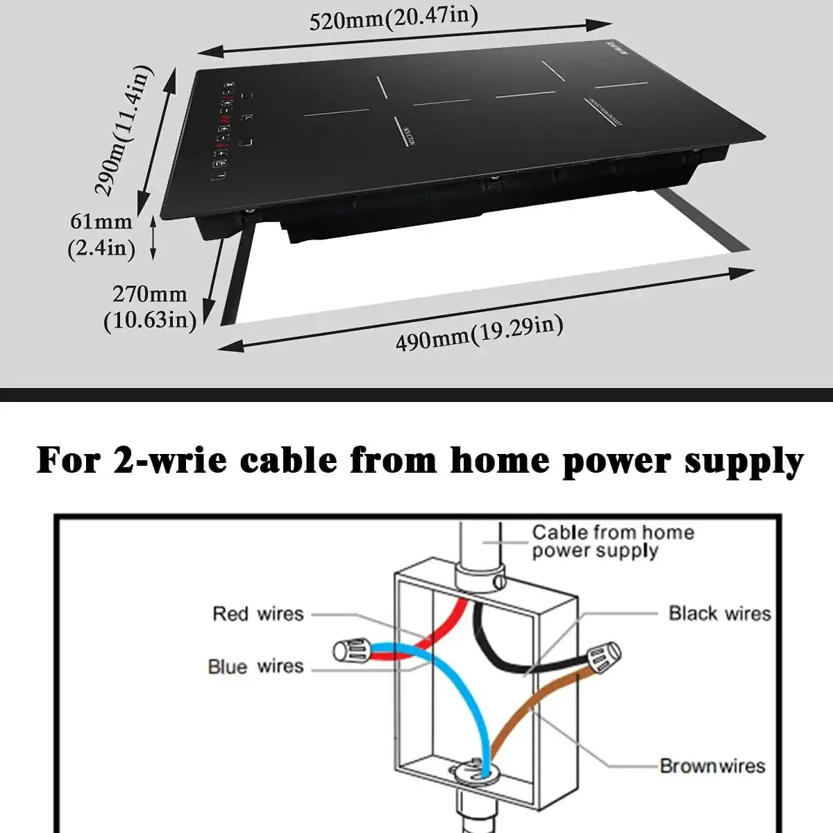 Karinear 29 cm 2-Burner Drop-In Induction Hob – Black Ceramic Glass with Booster, Timer & Safety Lock