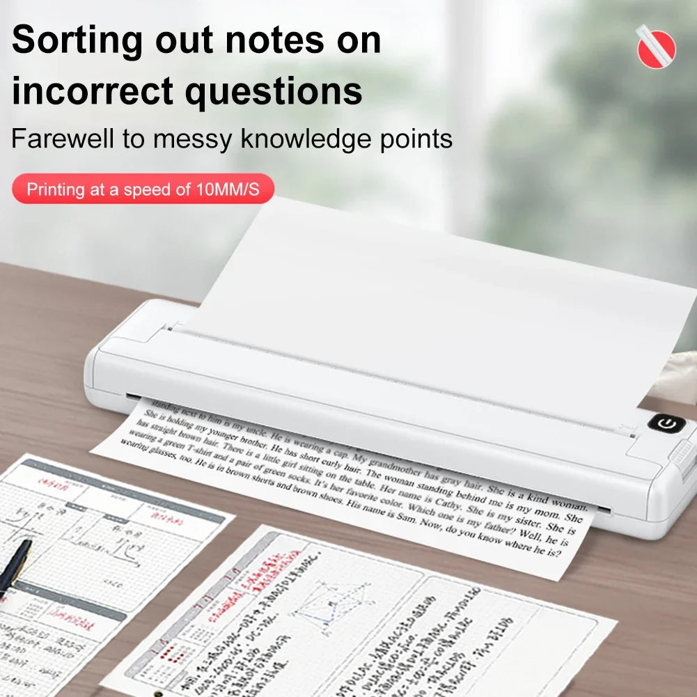 Pocket Bluetooth Photo & Document Printer – Compact, Inkless with 100 Sheets Included