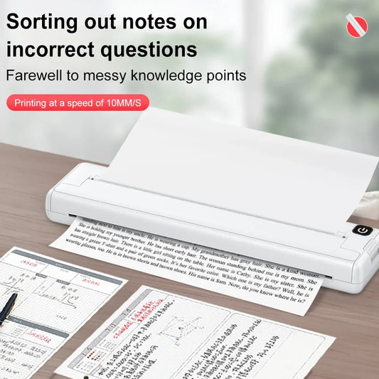 Pocket Bluetooth Photo & Document Printer – Compact, Inkless with 100 Sheets Included