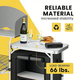 Portable Folding Camping Kitchen Table – Picnic Cabinet with Windshield & Storage