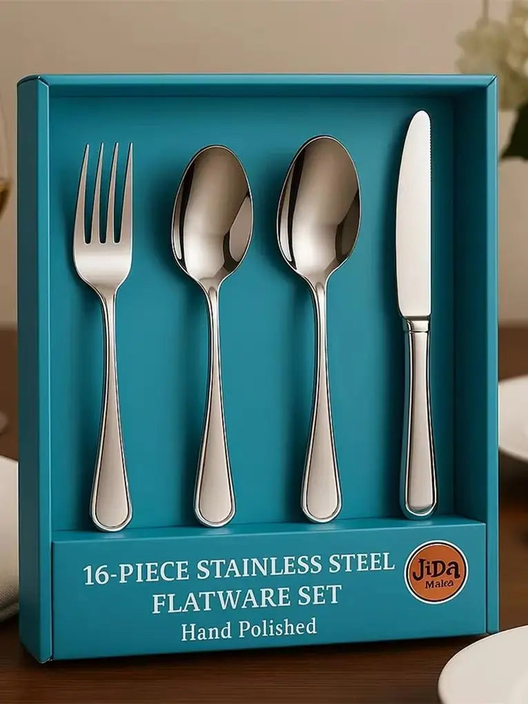 16-Piece Luxury Premium Stainless Steel Flatware Set – Service for 4 (Knives, Forks, Spoons, Teaspoons)
