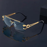 2024 Vintage Rimless Sunglasses – Oversized Square Gradient Shades with Double Bridge & UV400 Protection (Unisex)