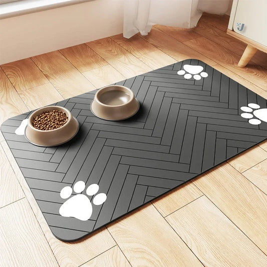 Pet Feeding Placemat – Waterproof Quick-Dry Mat with Rubber Backing for Dog & Cat Food and Water Bowls