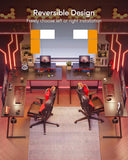 47-Inch L-Shaped Gaming Desk – Carbon Fiber Surface Corner Computer Desk with Large Monitor Stand for Home & Office Setup