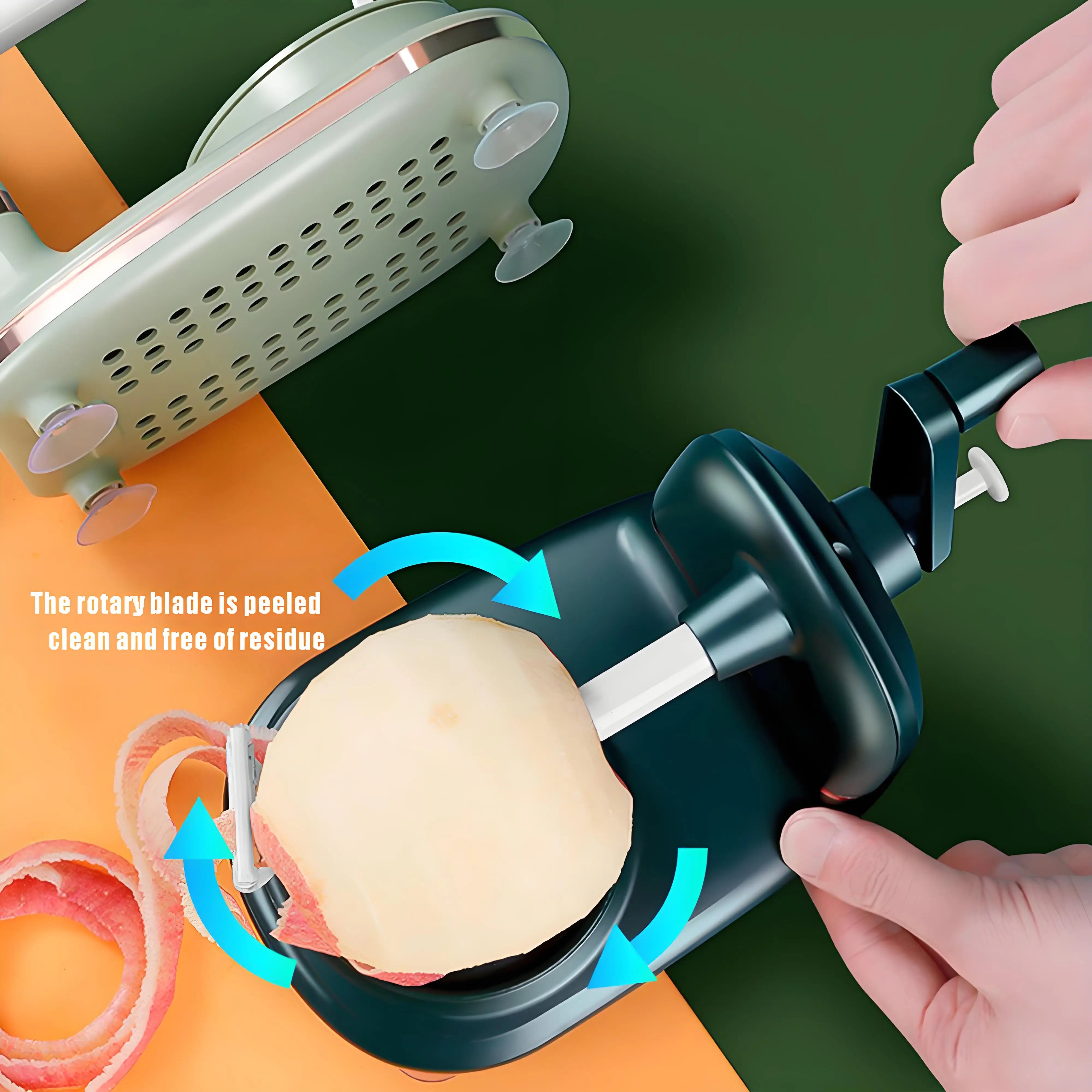 Manual Hand Crank Fruit Peeler – Labor-Saving Kitchen Tool with Suction Cup for Safe & Easy Peeling