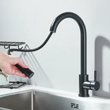 1- Product Title: Matte Black Pull-Out Kitchen Faucet – Deck Mounted Mixer Tap with Stream & Shower Modes