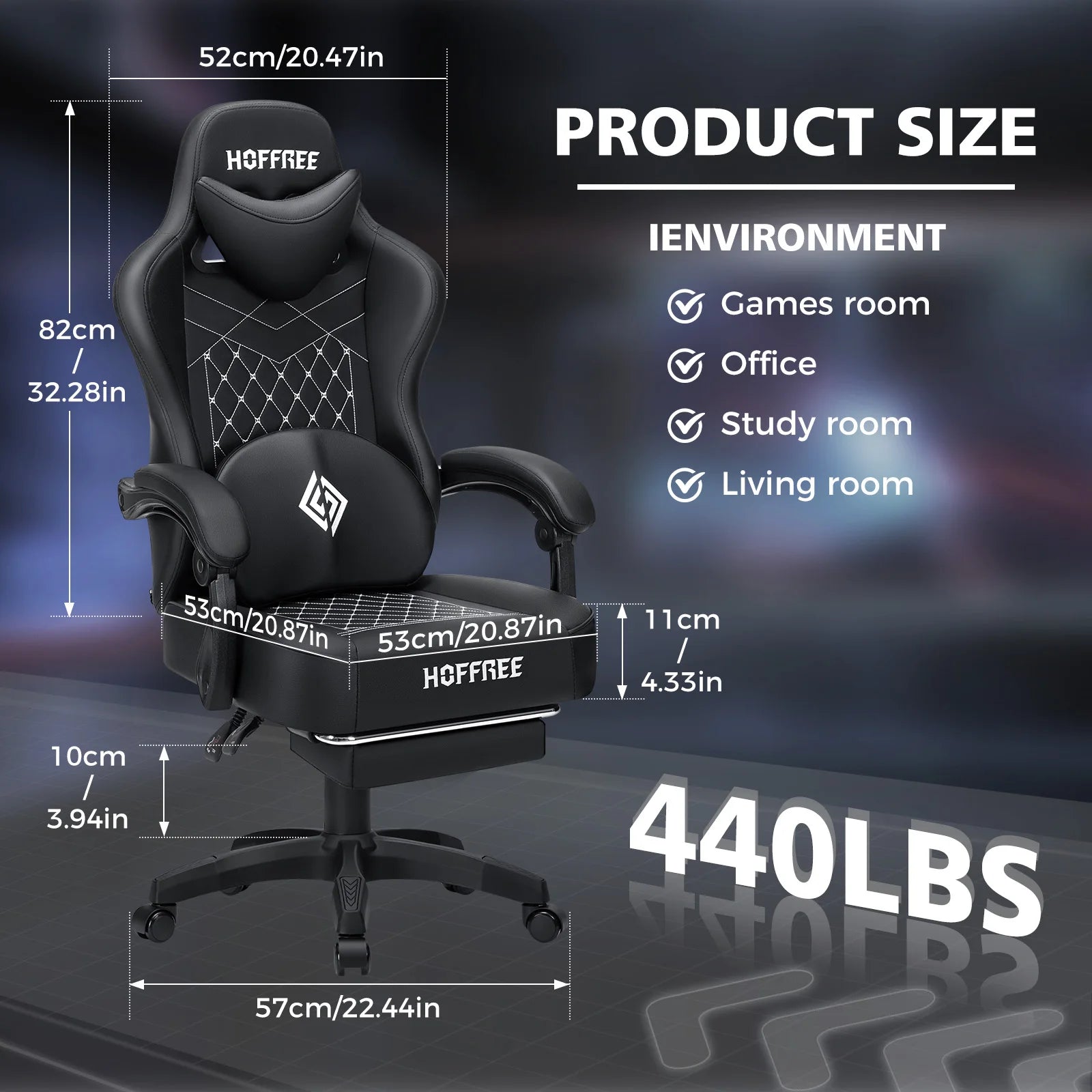 🎮 Ergonomic PU Leather Gaming Chair – Reclining Office Chair with Footrest, Adjustable Lumbar Cushion, Headrest & Massage Function