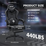 🎮 Ergonomic PU Leather Gaming Chair – Reclining Office Chair with Footrest, Adjustable Lumbar Cushion, Headrest & Massage Function