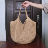 Women’s Knitted Shoulder Tote Bag – Large-Capacity Solid Color Handbag for Shopping & Everyday Use 👜✨
