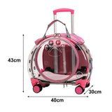 Pet Trolley Case with Clear Ventilation Holes – Silent Wheels, Portable Travel Backpack Carrier for Cats & Dogs