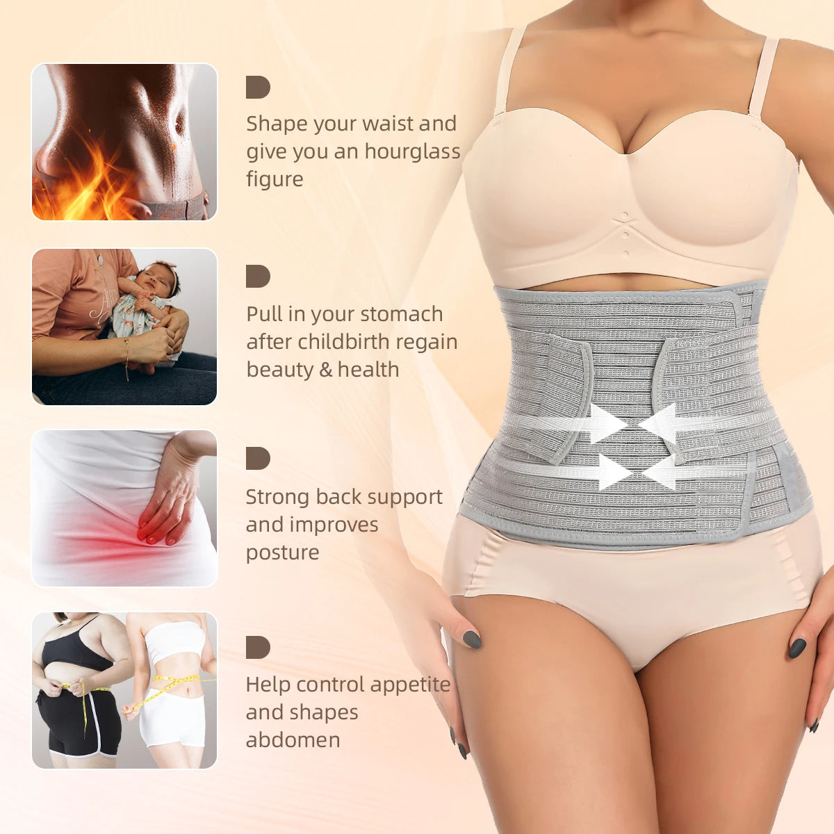 Postpartum Waist Support Belt – Adjustable Compression Trainer for Fast Recovery, Breathable Cincher for New Moms