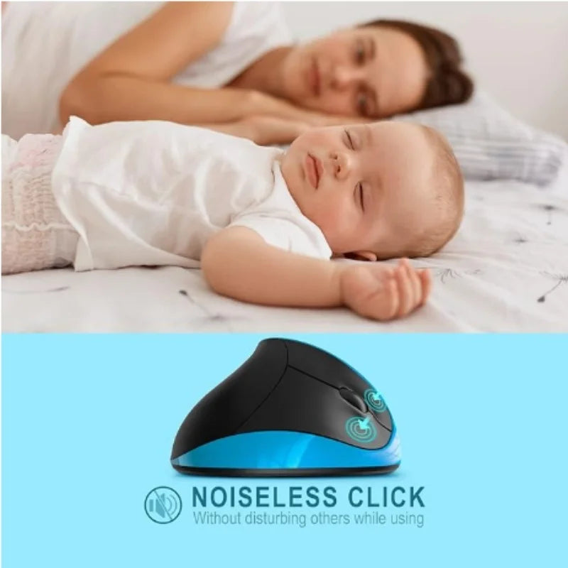 Ergonomic Wireless Vertical Mouse – Right-Handed Small Mouse with 6 Buttons for Laptop, Desktop & MacBook (Blue)