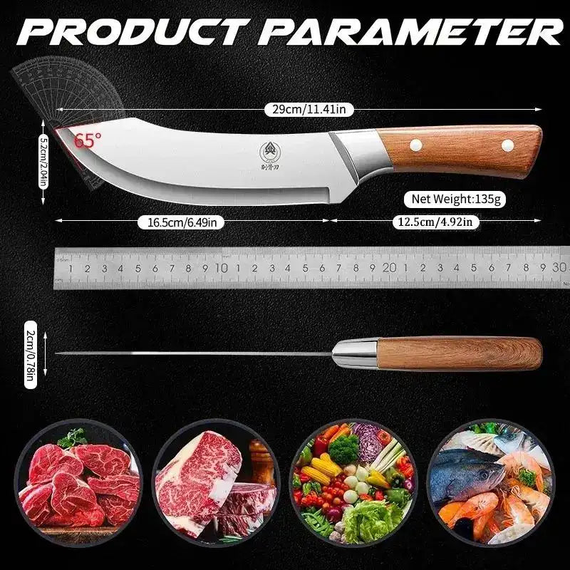 Hand-Forged Professional Bone-Removing Knife with Leather Sheath – Chef’s Choice for Kitchen & Meat Preparation