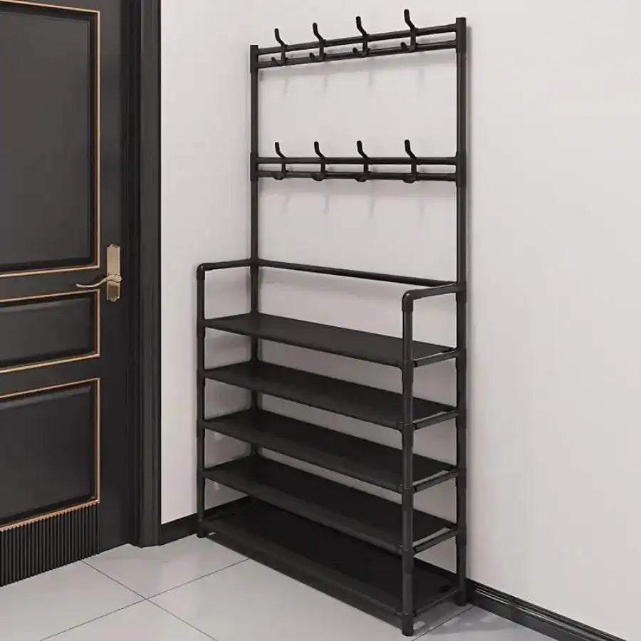 A clothes hanger and shoe rack at the entrance, used for storing shoes, clothes, jackets, hats, bags, umbrellas in the hallway - PulinGO