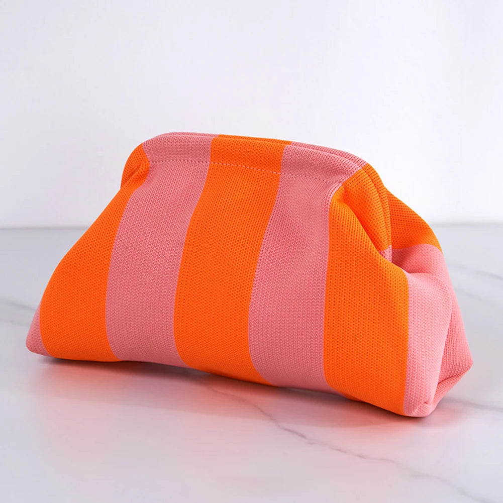 Knitted Contrast-Color Crochet Clutch Bag – Small Handbag & Wristlet for Women’s Summer Beach Style