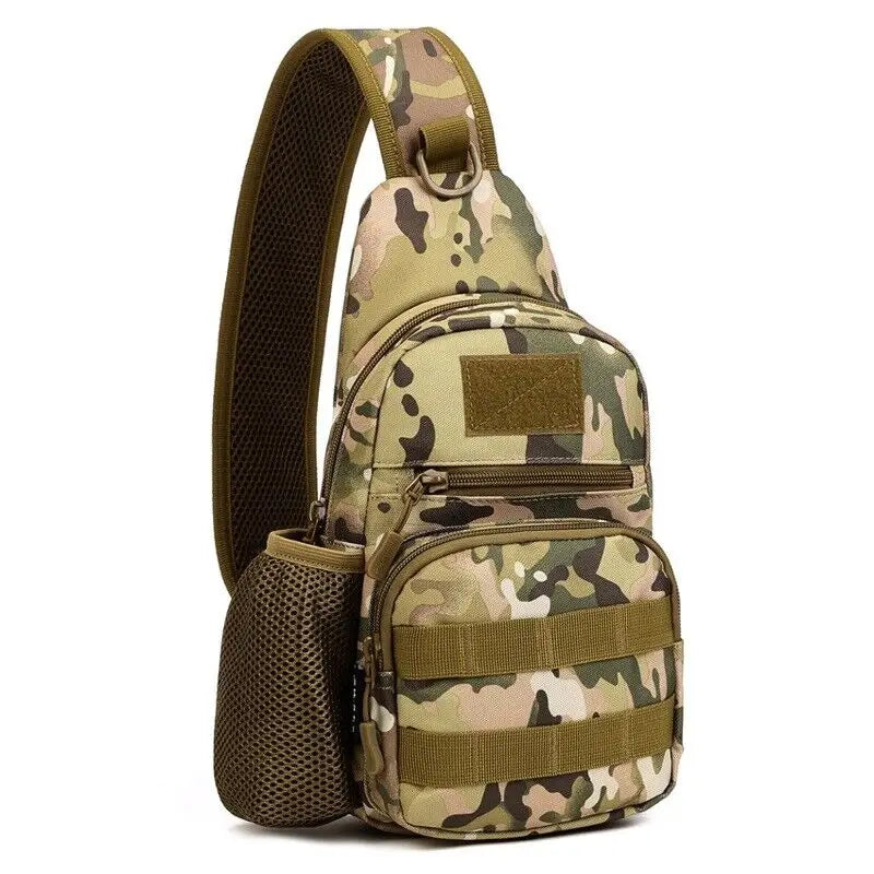 Tactical Sling Crossbody Backpack – MOLLE EDC Chest Bag with Water Bottle Holder | Outdoor Travel Shoulder Pack