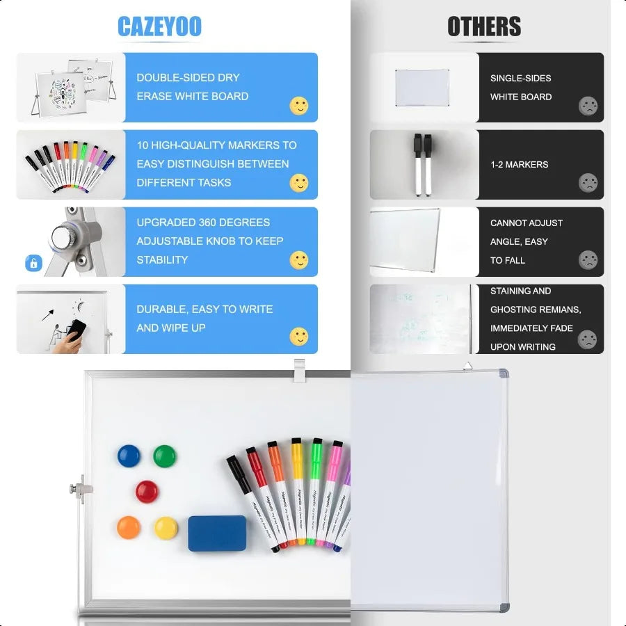 Magnetic Desktop Whiteboard – 16" x 12" Double-Sided Dry Erase Board with Stand, Markers & Magnets