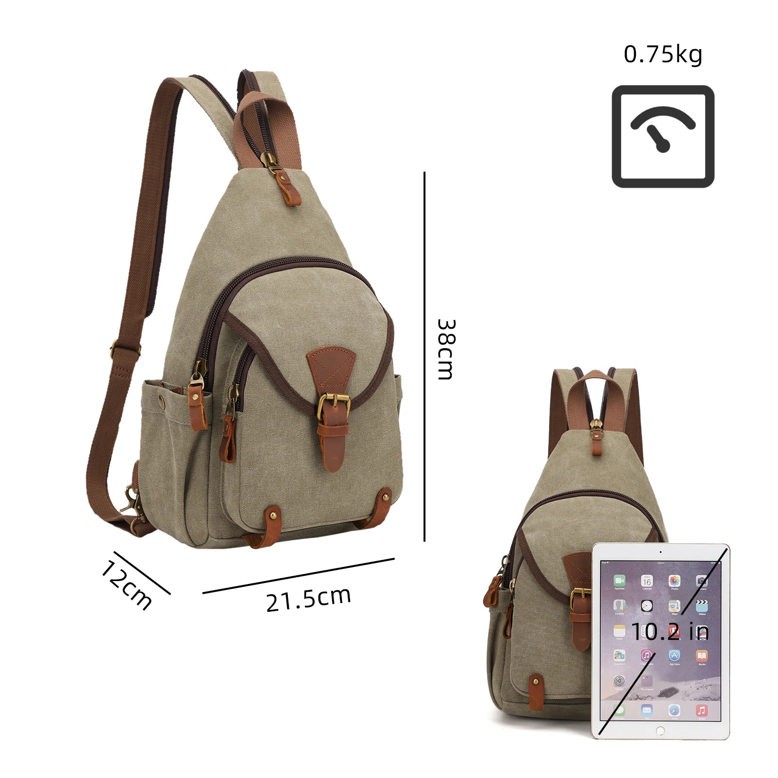 KOULI BUIR Canvas Sling Bag — Convertible Crossbody Chest Daypack for Outdoor Cycling, Hiking & Travel